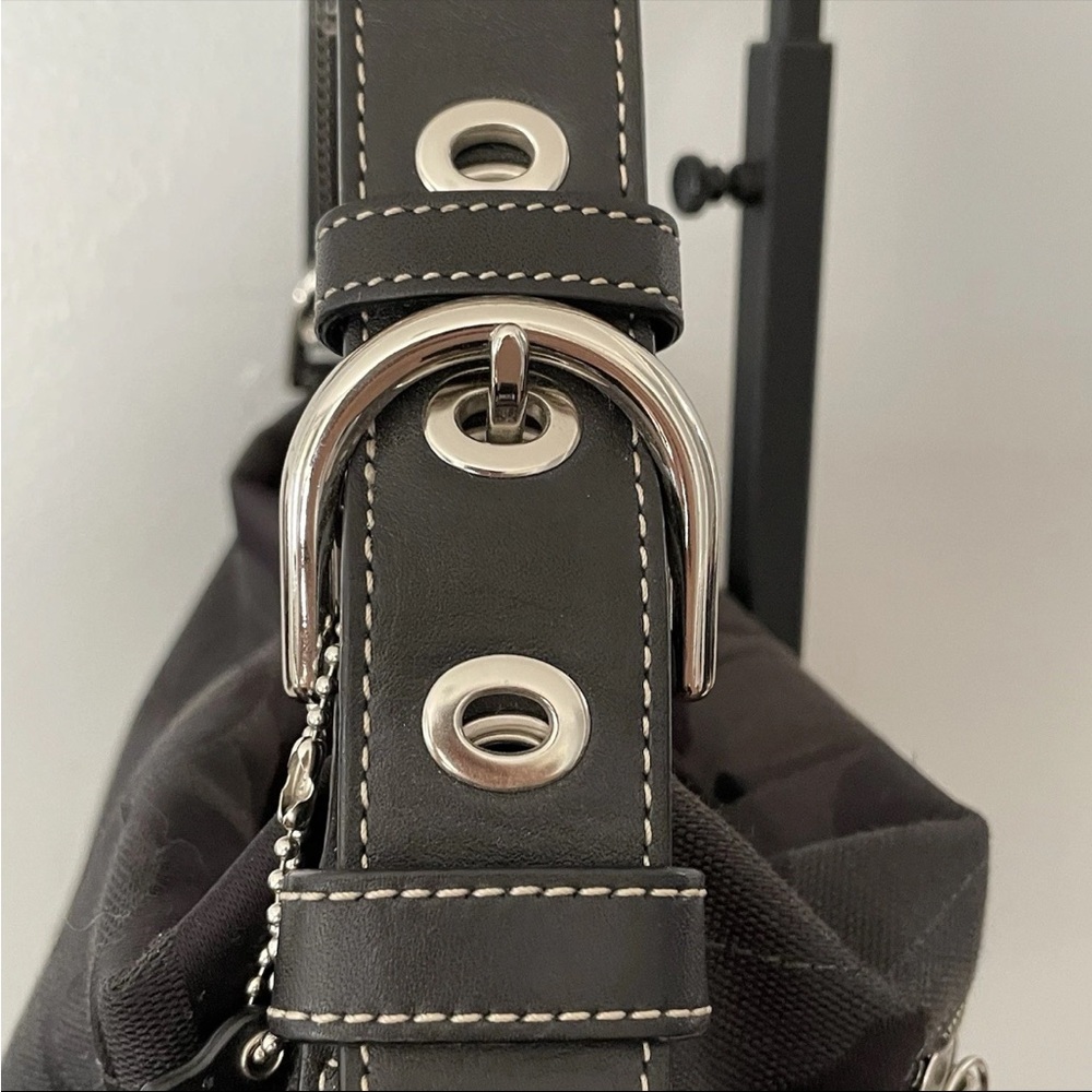 VTG Y2K COACH Signature Jacquard East West Shoulder Bag Purse Monochrome Black - Picture 13 of 14